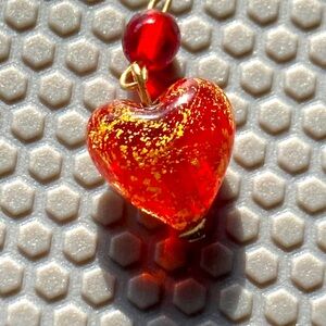 14k gold red heart pendant